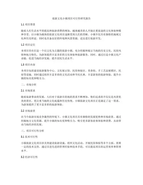 旅游文化小镇项目可行性研究报告