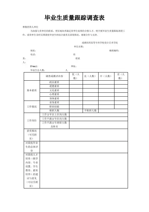 毕业生质量跟踪调查表【模板】