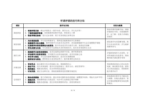 听课评课的技巧和方法