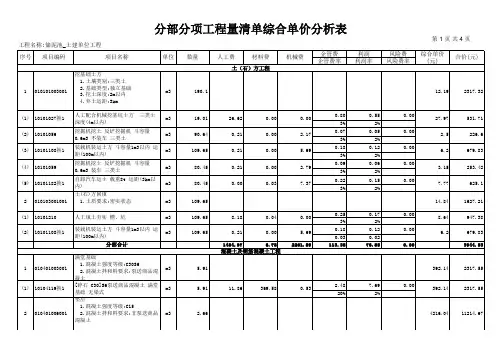 污水处理厂工程量清单报价表(厦门)