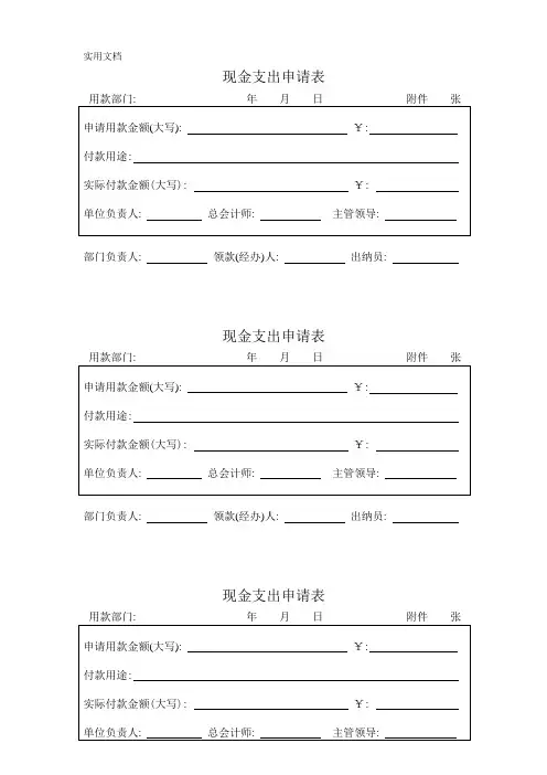 现金支出表模板