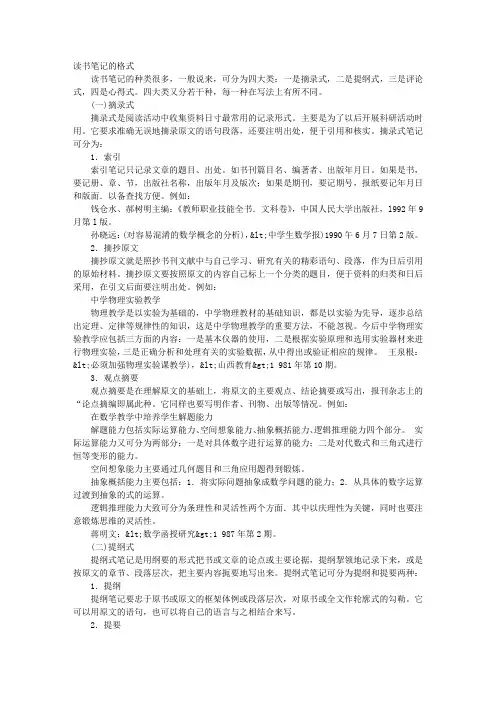 写读书笔记的格式图片