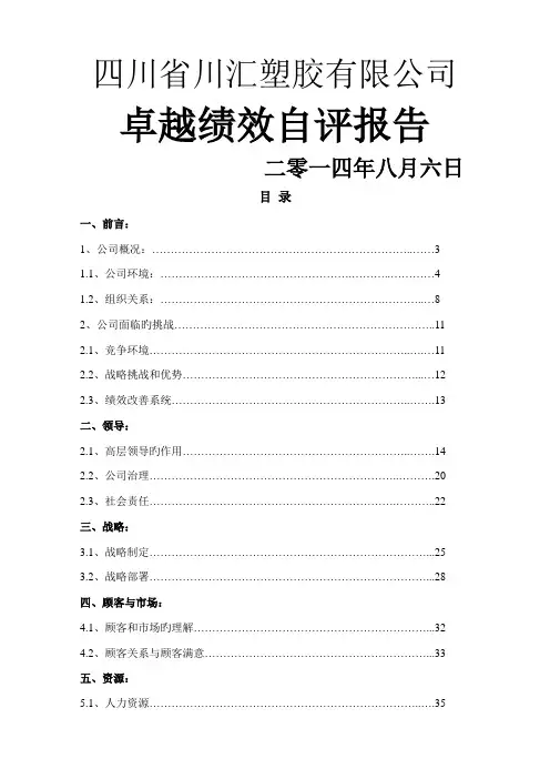 卓越绩效自评报告