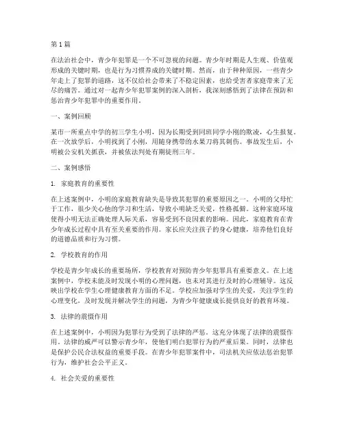 法律青少年犯罪案例感悟(3篇)