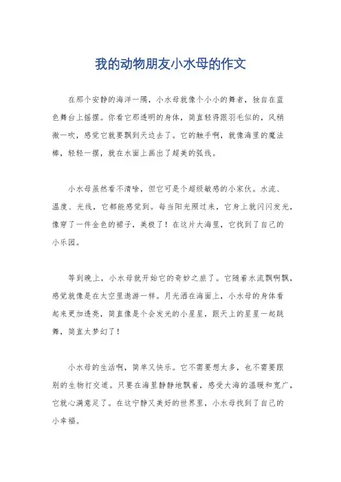 我的动物朋友小水母的作文