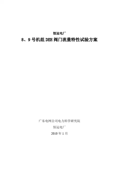 恒运电厂8、9号机组DEH阀门流量特性试验方案