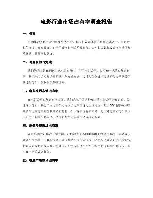 电影行业市场占有率调查报告