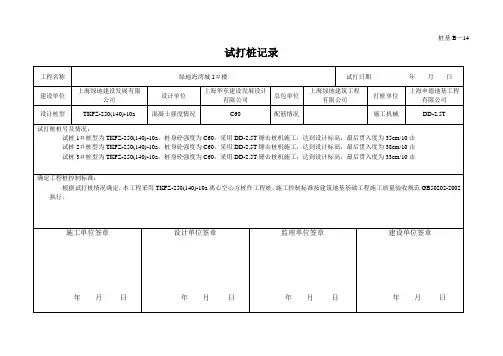 试打桩记录(桩基B