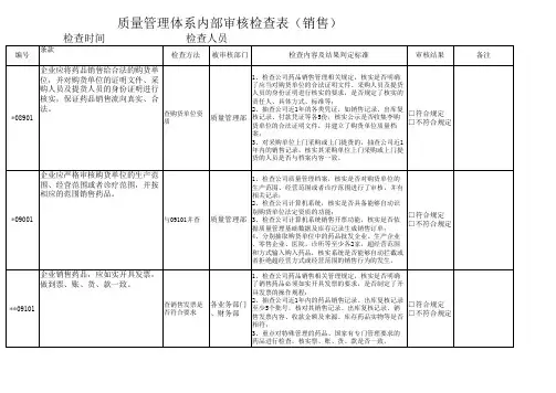 药品批发企业GSP内审检查内容：销售