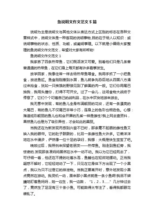鱼说明文作文范文5篇