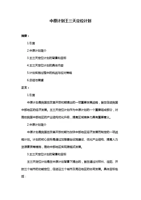 中原计划王三天定位计划