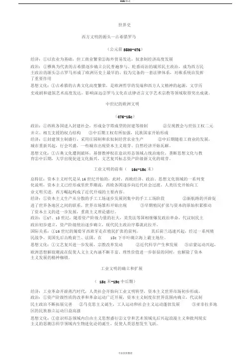 世界历史阶段特征