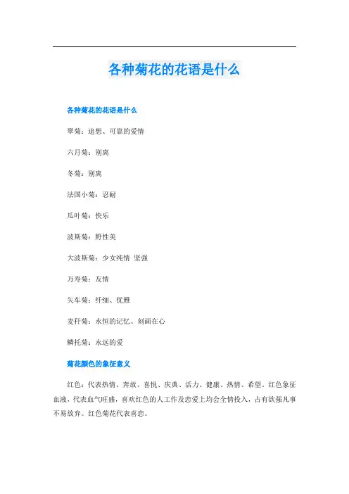 各种菊花的花语是什么