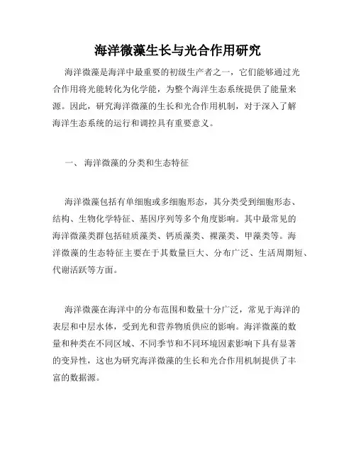 海洋微藻生长与光合作用研究