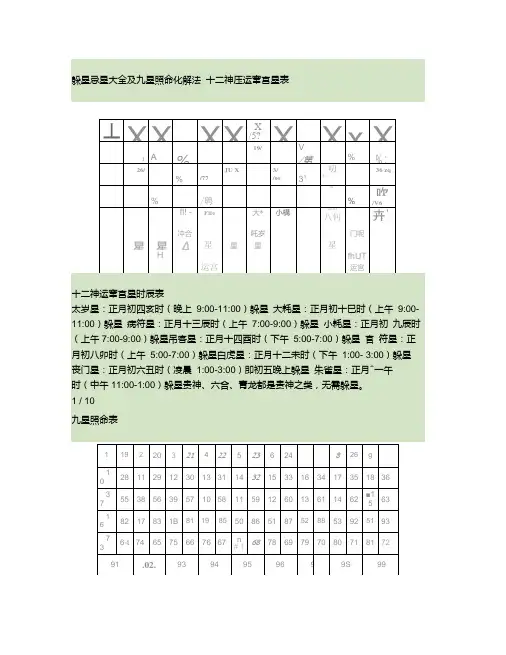 躲星忌星大全及九星照命化解法(精).doc