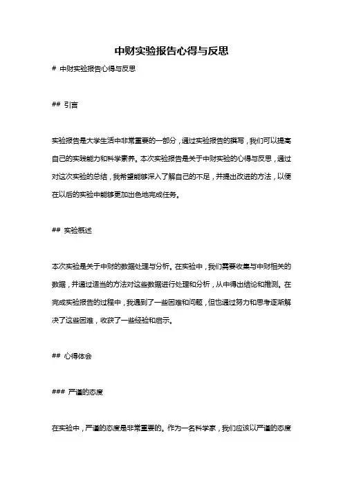 中财实验报告心得与反思