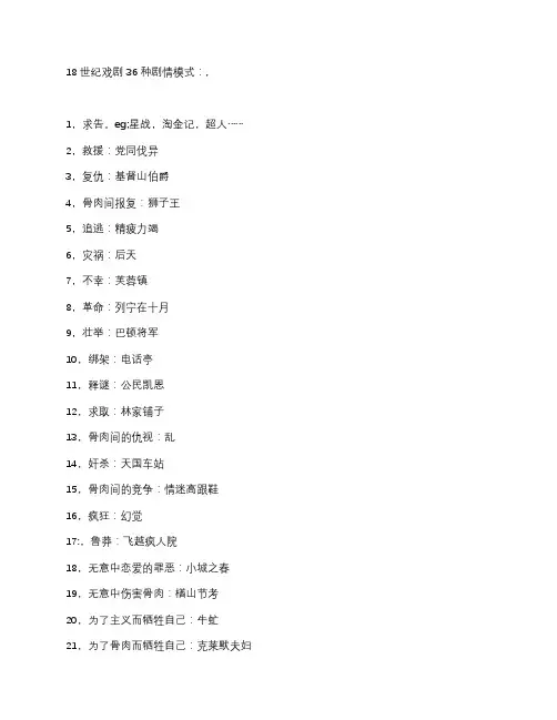 18世纪戏剧36种剧情模式