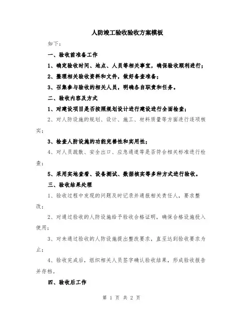 人防竣工验收验收方案模板