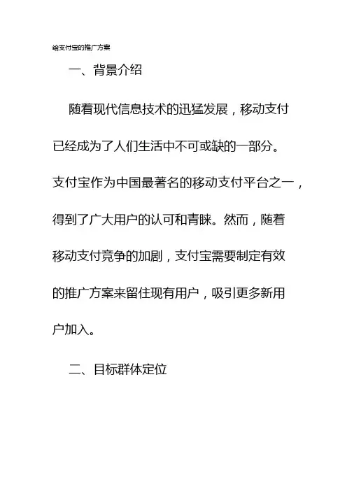 给支付宝的推广方案