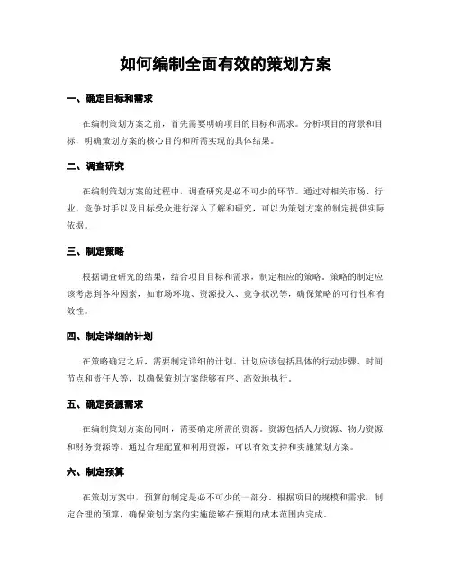 如何编制全面有效的策划方案