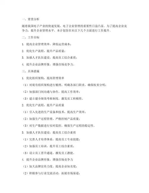 电子企业管理提升工作计划