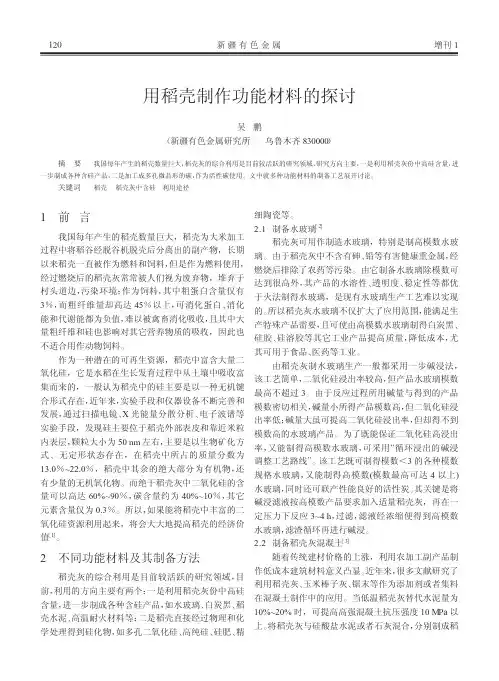 用稻壳制作功能材料的探讨