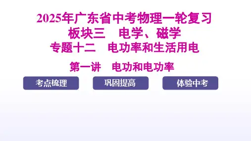2025年广东省中考物理板块三  电学、磁学专题十二 电功率和生活用电第一讲  电功和电功率