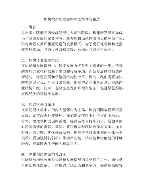 加快构建新发展格局心得体会精选