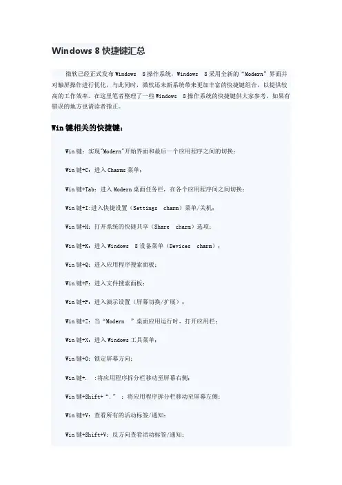 Windows 8快捷键汇总