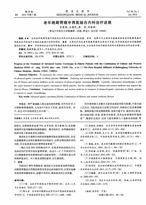 老年晚期胃癌中西医结合内科治疗进展