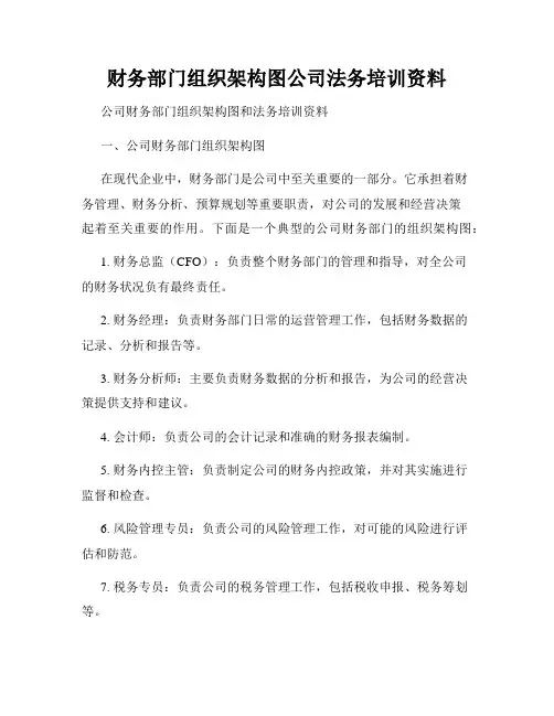 财务部门组织架构图公司法务培训资料