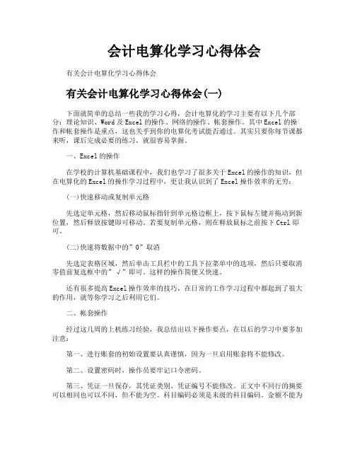 会计电算化学习心得体会