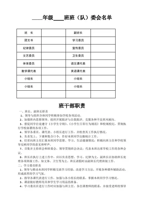班委会名单 精编   