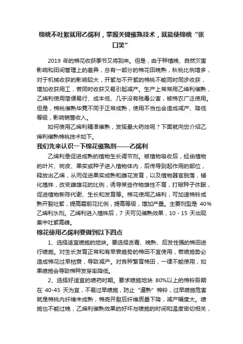 棉桃不吐絮就用乙烯利，掌握关键催熟技术，就能使棉桃“张口笑”