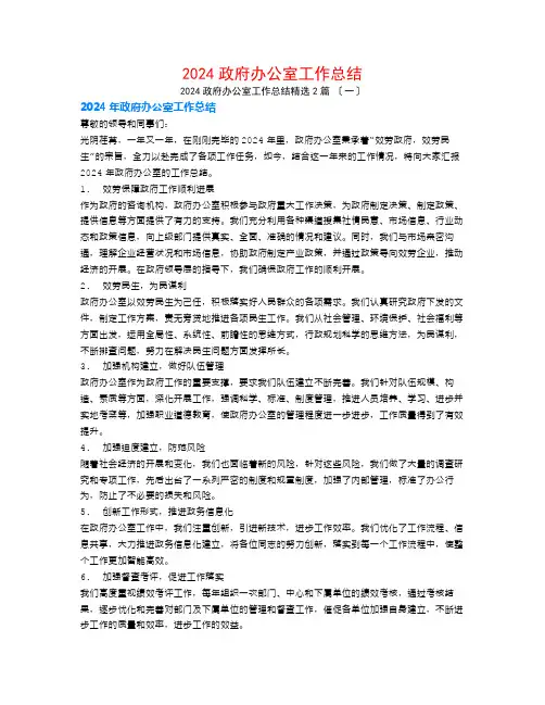 2024政府办公室工作总结2篇