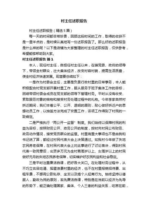 村主任述职报告