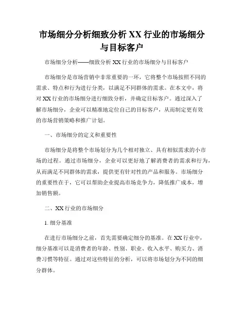 市场细分分析细致分析XX行业的市场细分与目标客户