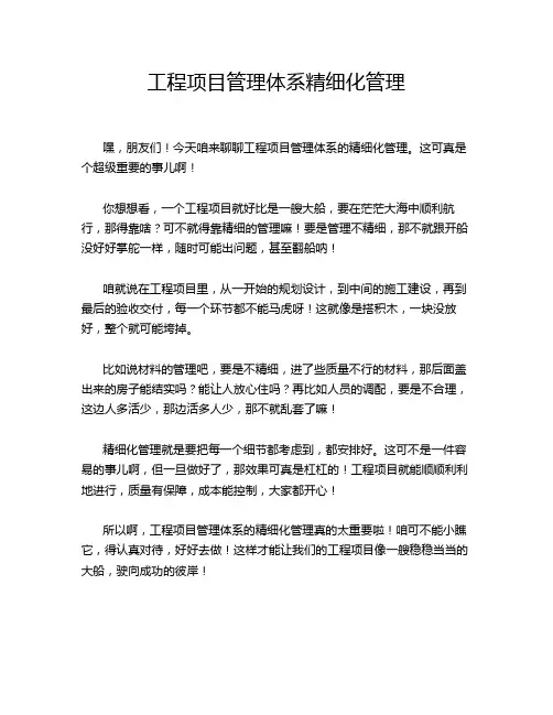工程项目管理体系精细化管理