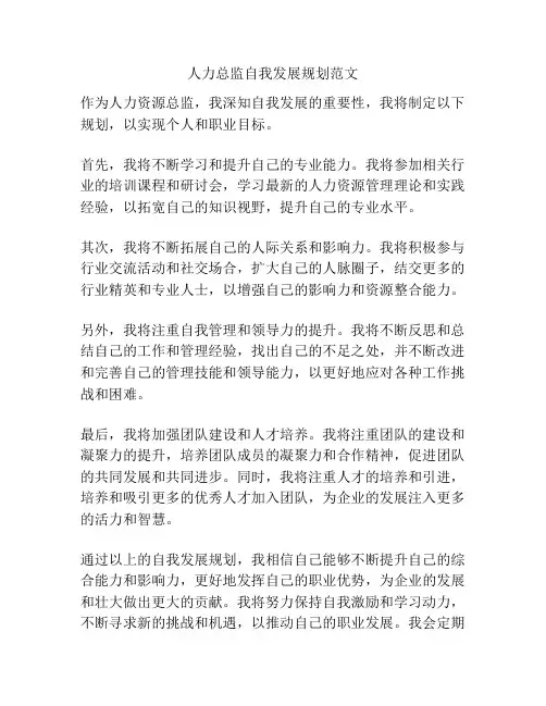 人力总监自我发展规划范文