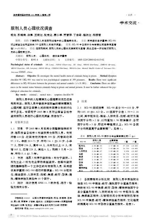服刑人员心理状况调查