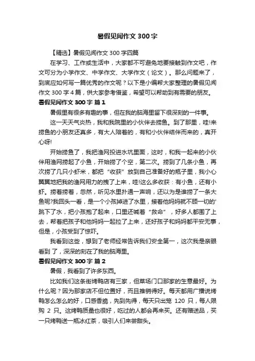 【精选】暑假见闻作文300字四篇