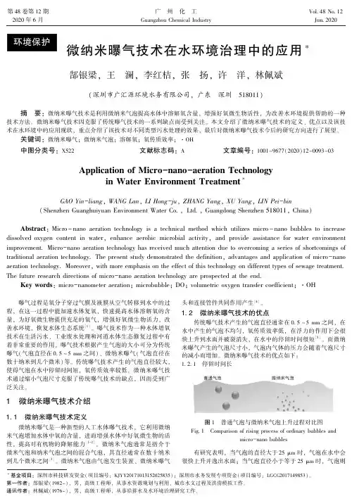 微纳米曝气技术在水环境治理中的应用