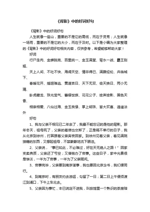 《背影》中的好词好句
