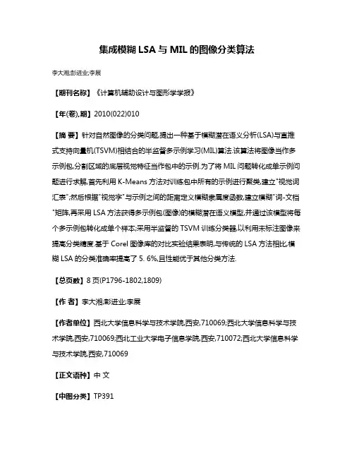 集成模糊LSA与MIL的图像分类算法
