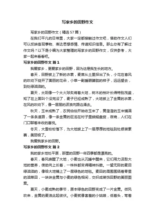写家乡的田野作文（精选57篇）