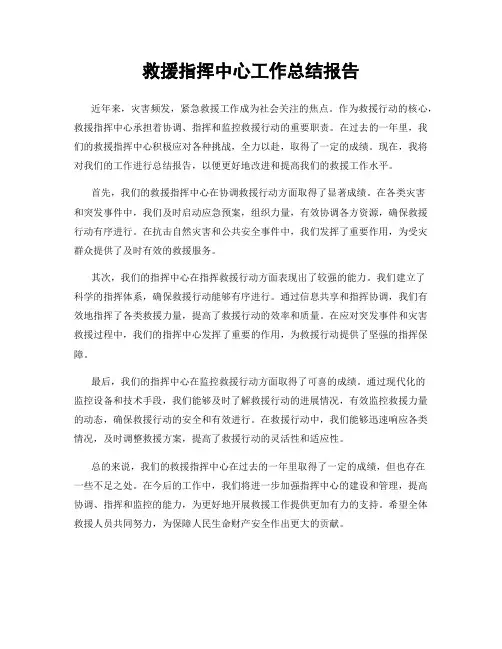 救援指挥中心工作总结报告