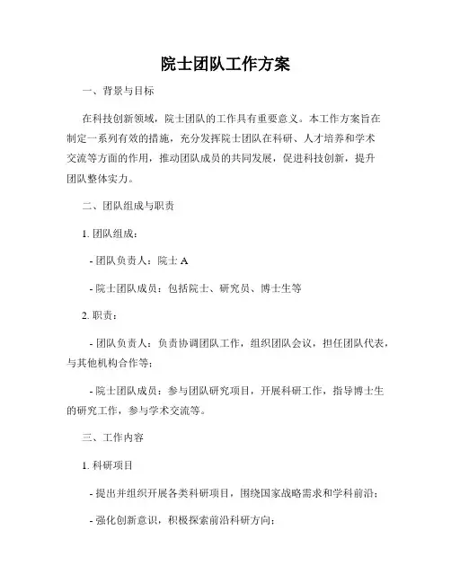 院士团队工作方案