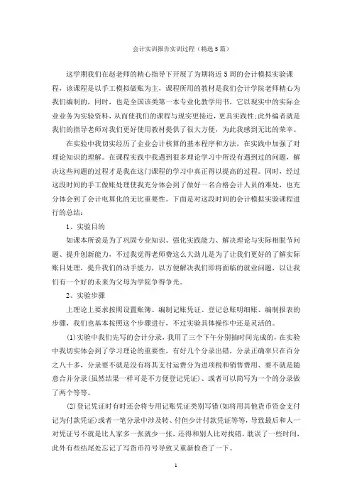 会计实训报告实训过程