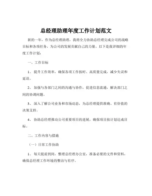 总经理助理年度工作计划范文