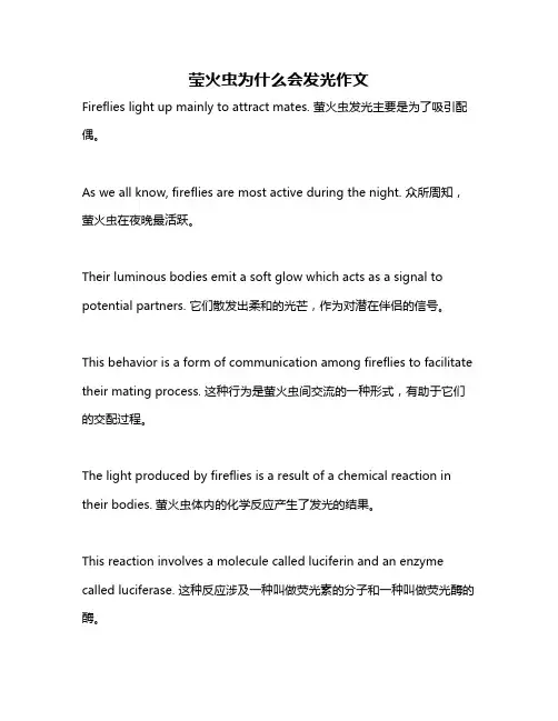 莹火虫为什么会发光作文